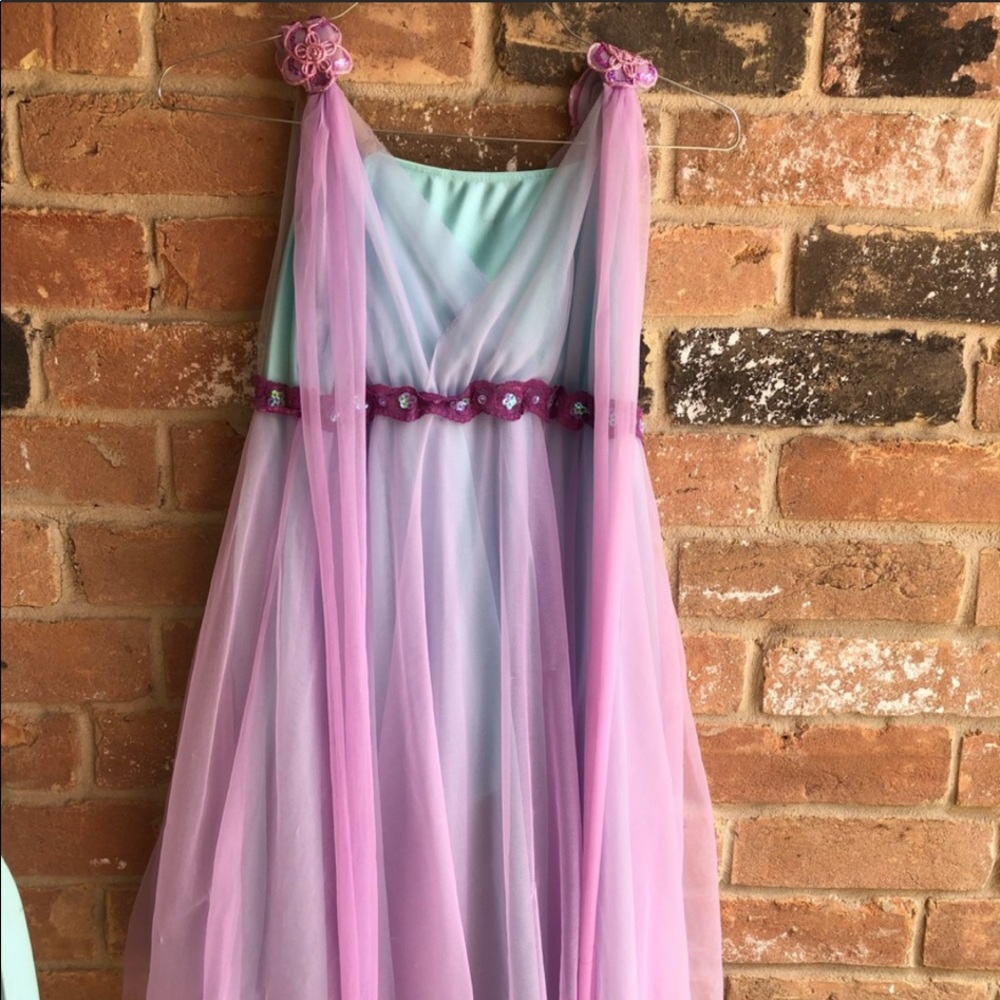 Lavender and teal dress
